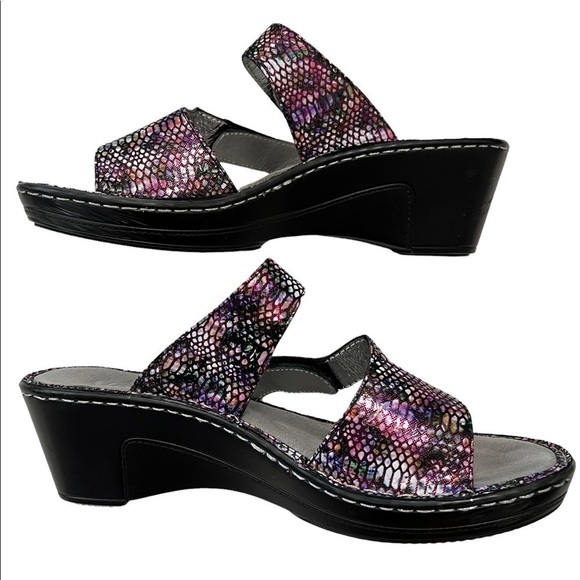 Alegria Lotie Snakeskin print leather wedge sandals Size 9 (39) - Picture 6 of 13